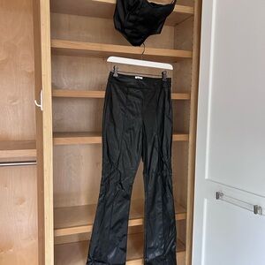 Leather corset top and pants, set